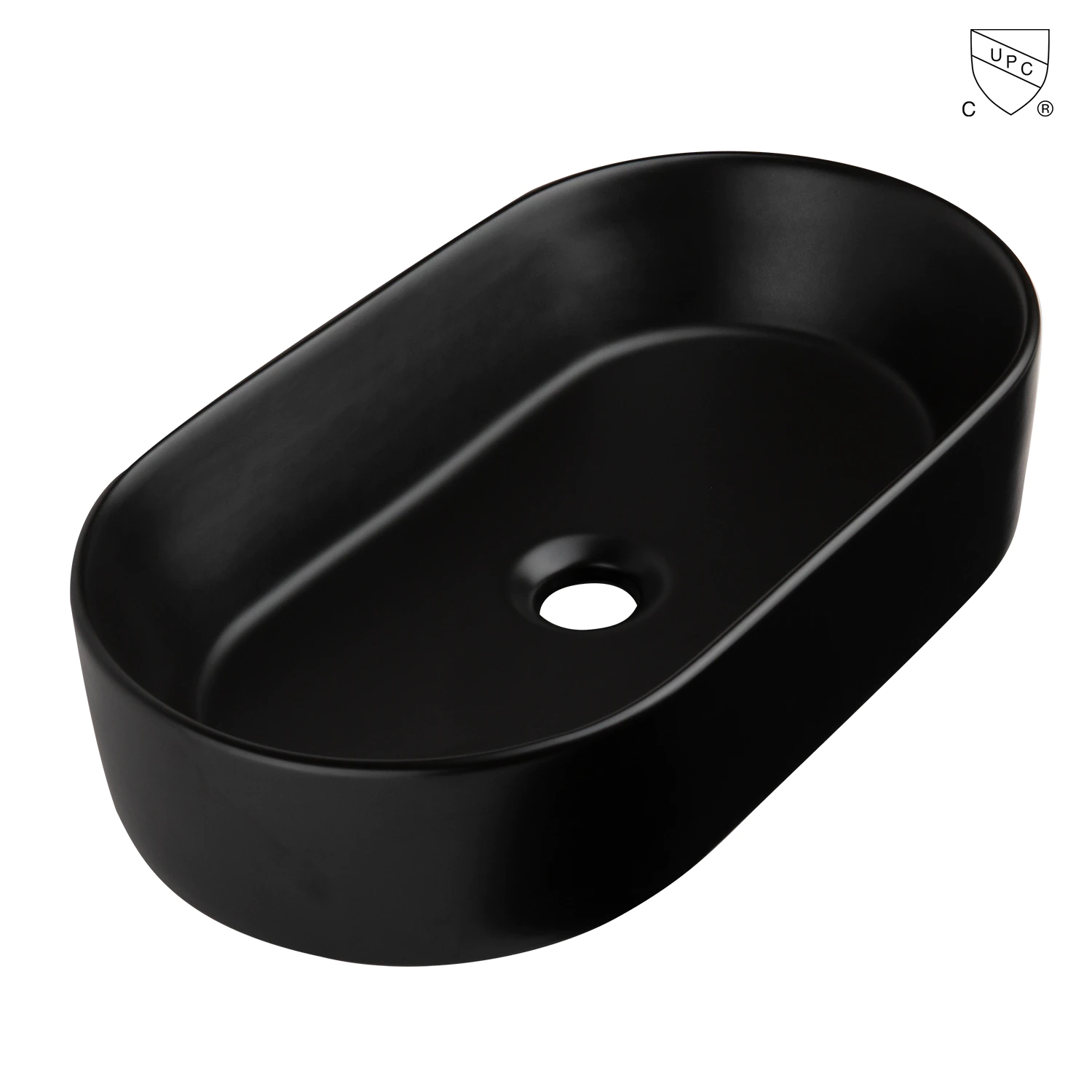matte black color oval shape vitreous china ceramic countertop vessel sink MC-1436, produced by Meilong Ceramics Company